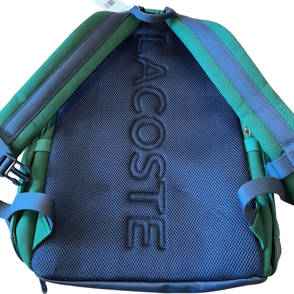 Lacoste‎ Kids Green Navy Blue Varsity Logo Backpack Bag 9A6219-F9W NWT